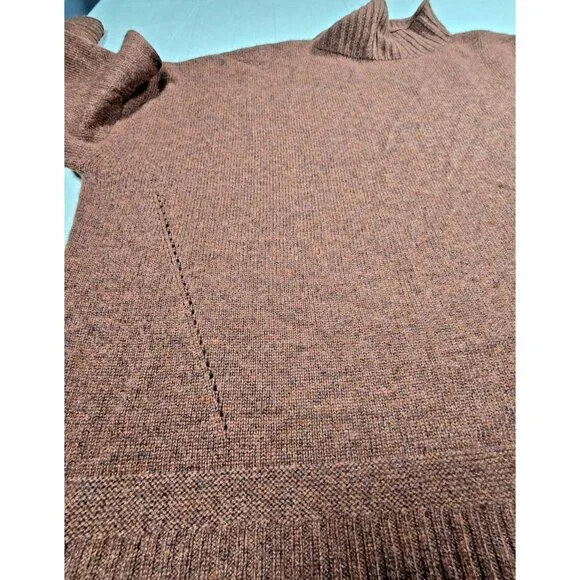 Poetry Cashmere Sweater Women’s 14 Brown Slim Funnel Neck Pullover Quiet Luxury - Picture 10 of 16